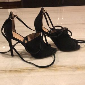 Aldo black heels with ankle wraps